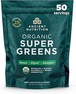 Ancient Nutrition Organic Super Greens Powder, Probiotics, Spirulina