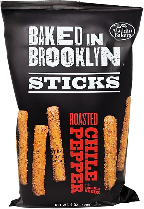 Baked in Brooklyn Roasted Chile Pepper with Sesame Seeds Breadsticks 6 - Pack