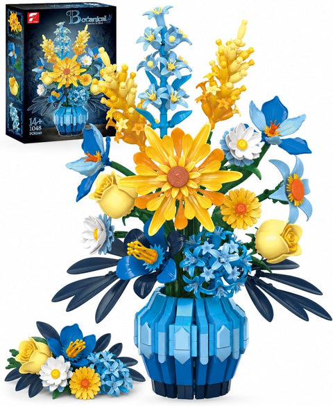 Starry Flower Bouquet Building Set with Vase Compatible with Lego Botanical