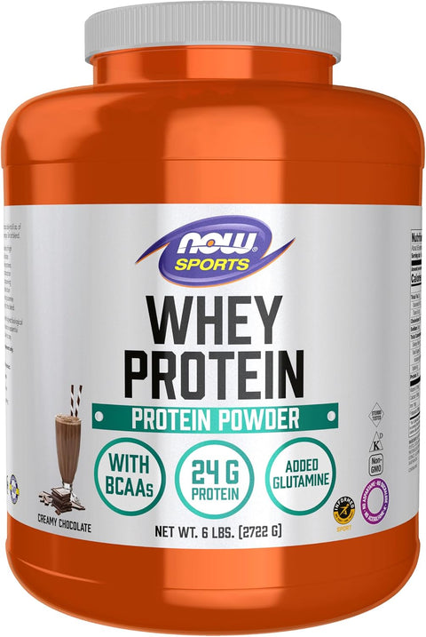 Now Sports, Whey Protein 24 g with BCAAs, Creamy Chocolate Flavor, 6 lbs
