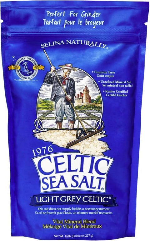 Celtic Sea Salt Light Grey Coarse, Unrefined Mineral Salt, 8 oz Bag - Personal Care