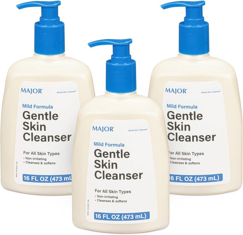 Major Gentle Skin Cleanser for All Skin Types - Non-Irritating, Mild Formula - Cleanses and Softens - Fragrance-Free - 16 Fl Oz (3 Pack) - Personal Care