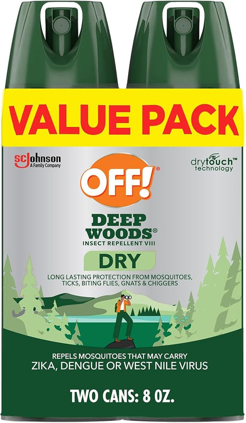 Off! Deep Woods Dry Insect & Mosquito Repellent Bug Spray, 4 oz, (2-Pack) - Personal Care