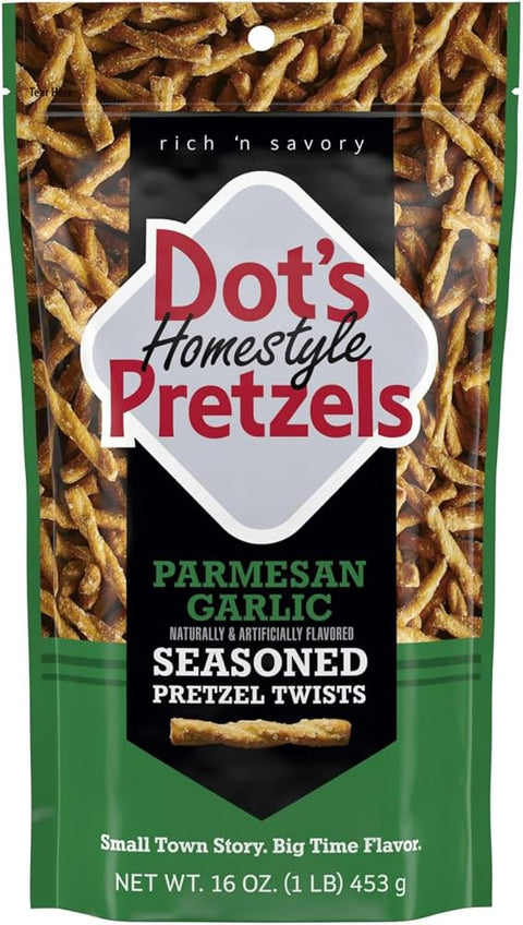 Dot'S Pretzels Parmesan Garlic Seasoned Pretzel Twists Snack Bag, 16 oz - Personal Care