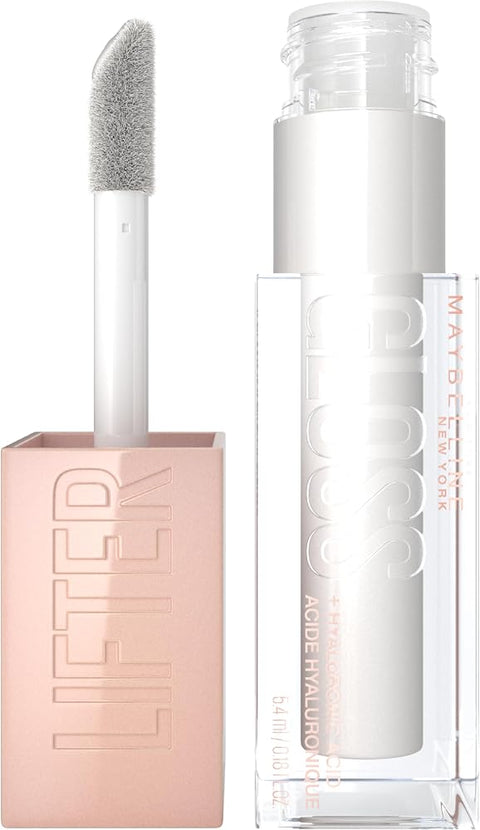 Maybelline Lifter Gloss, Hydrating Lip Gloss with Hyaluronic Acid, High Shine for Plumper Looking Lips, Pearl, Silver Pearl Clear, 0.18 Ounce