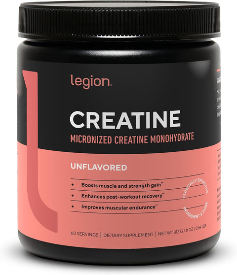 Legion Micronized Creatine Monohydrate Powder 5g, Unflavored, 60 Servings