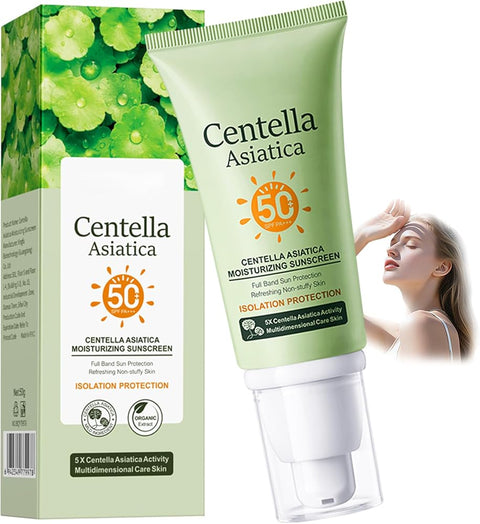 Centella Asiatica Facial Moisturizing Sunscreen SPF 50, Skin Care Daily Hydrate Sunscreen, Broad Spectrum UVA/UVB Protection, Lightweight & Non-Greasy Hydrating Sunscreen Lotion, 1.76 Oz