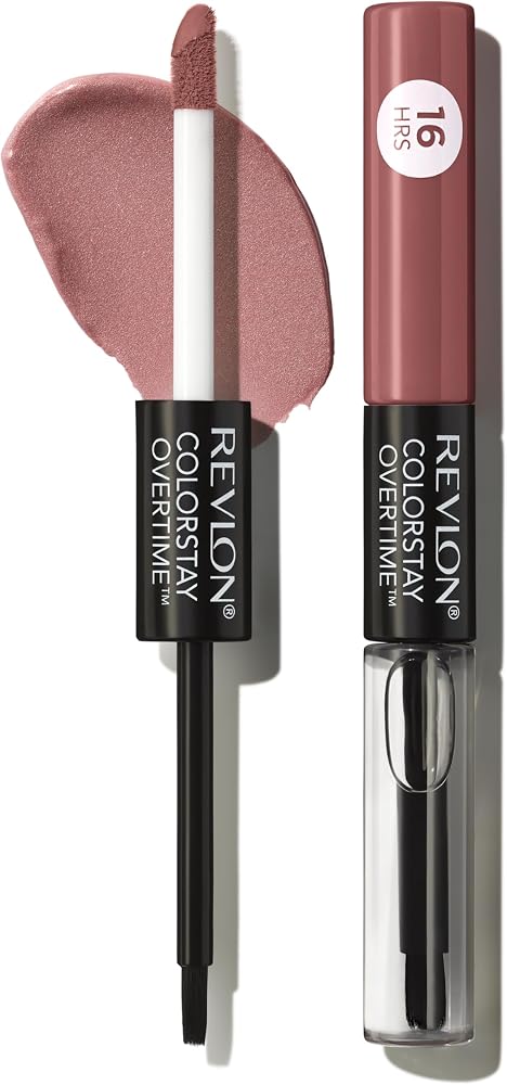 Revlon ColorStay Overtime Lipcolor, 320 Faithful Fawn, 0.07 fl oz | Dual-ended liquid lipstick with clear lip gloss. Moisturizing ingredients. Won't smudge, bleed or feather. - Lip Makeup - Beauty
