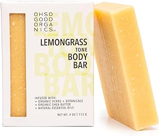 Natural Organic for Face and Body, Exfoliating & Moisturizing Soap Bar with Shea Butter, Coconut Oil and Essential Oils, 4oz Per Bar (Lemongrass) - Personal Care
