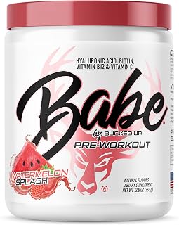 Babe Pre Workout powder for Women | Watermelon Splash | 6g Citrulline, 2g Beta-Alanine, 100mg Hyaluronic Acid, 5mg Biotin and 5 other registered trademarked ingredients | 30 servings | 12.8 OZ