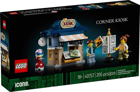 LEGO Icons Corner Kiosk Building Set 40757, Newsstand with Minifigure, 205 Pieces, for Adults 18+