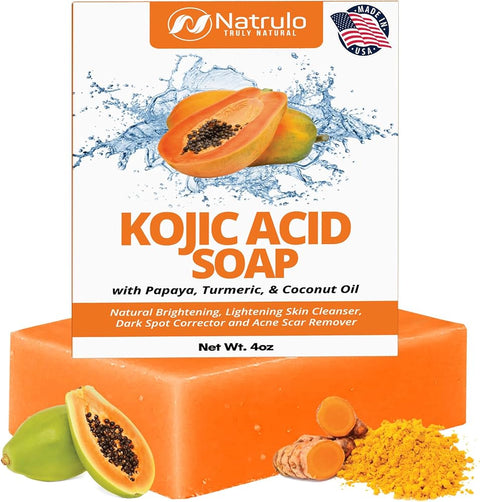 Kojic Acid Soap for Hyperpigmentation – Skin Brightening Kojic Papaya Face and Body Wash – Dark Spot Soap Reduces Acne, Scars, and Evens Skin Tone – Turmeric Facial Cleanser for Brighter Glowing Look