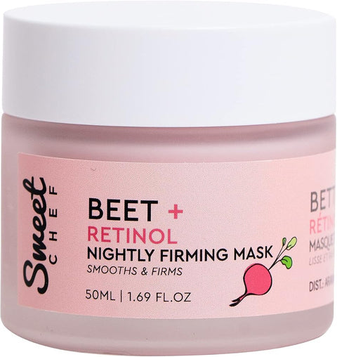 Sweet Chef Beet + Retinol Nightly Firming Mask - Beet Root Extract + Smoothing Retinol Night Cream Mask - Vegan Overnight Face Mask with Squalane + Hyaluronic Acid (50ml / 1.69 fl oz)