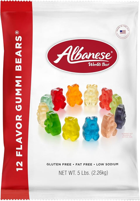 Albanese World's Best 12 Flavor Gummi Bears | 5lbs of Fruit Bulk Candy - Personal Care
