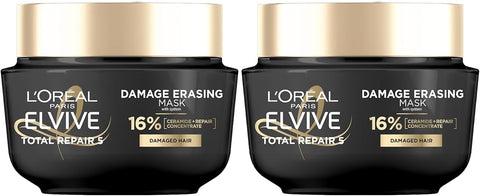 L'Oreal Paris Elvive Total Repair 5 Damage-Erasing Balm Mask, Rinse-Out Hair Treatment, 8.5 fl oz, 2 Count (Packaging May Vary) - Personal Care