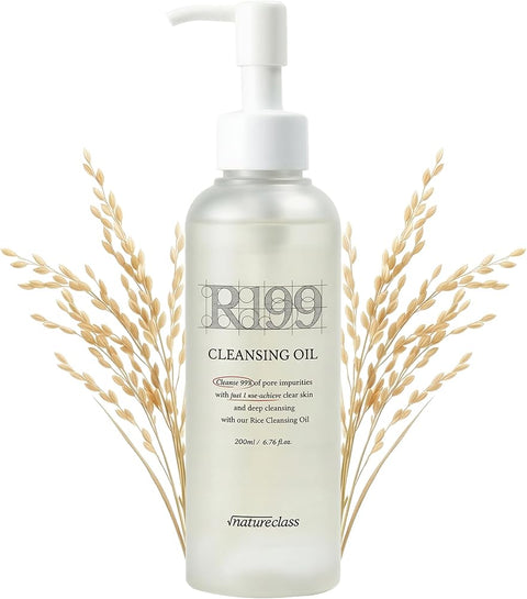 R199 Rice Cleansing Oil Face Cleanser Korean Skincare Makeup Remover Oil Cleanser for Face Blackhead Remover Pore Control Double Cleansing Sensitive Skin 6.76 fl oz