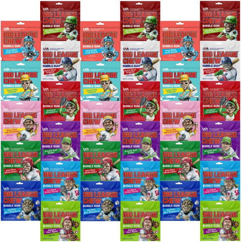 Variety Pack Big League Chew Bubble Gum, 33 Count, 2.12 oz Chewing Gum, Assorted Bulk Pack, Soft Shredded for Kids, Parties & Sharing
