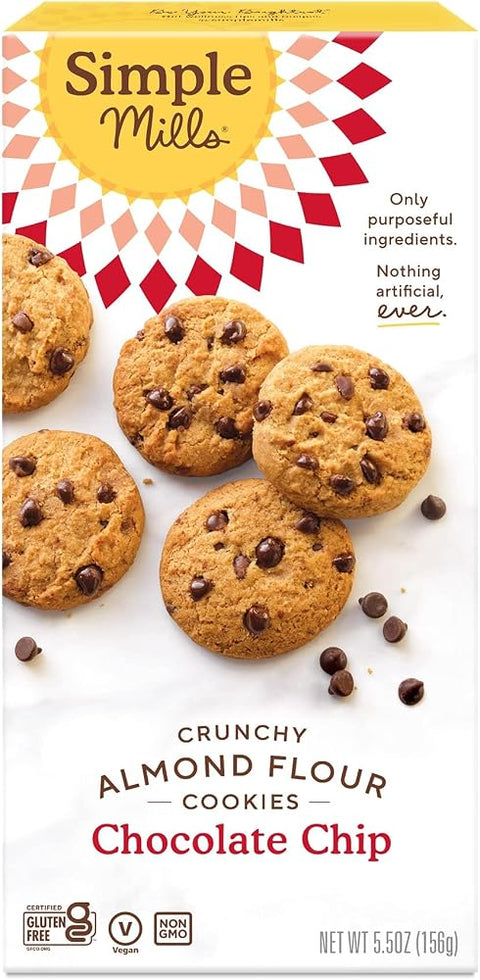 Simple Mills Crunchy Almond Flour Cookies, Chocolate Chip, 1pk, 5.5oz - Personal Care