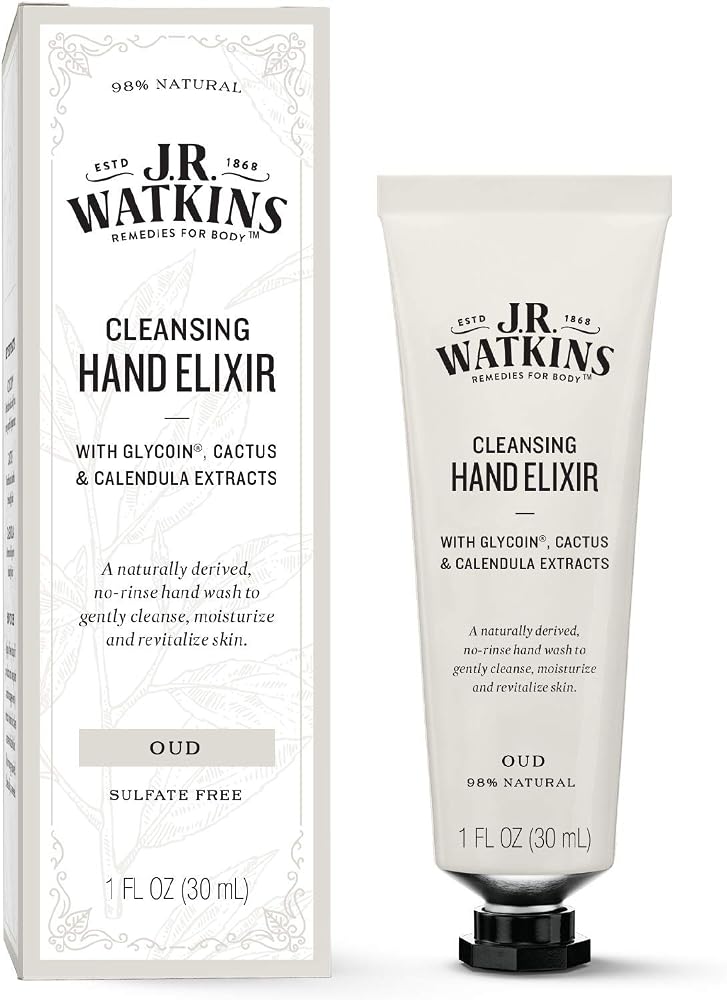 J.R. Watkins Oud Hand Elixir, No Rinse Waterless Cleansing Hand Wash, Convenient 1 oz - Image 1