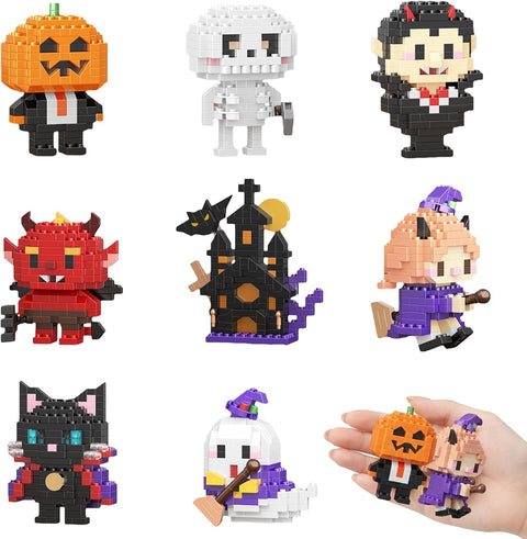 8 Pack Mini Halloween Building Blocks Toys for Teens Boys Girls Age 7-14+