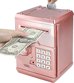HUSAN Piggy Banks Money Banks for Kids, Electronic Password Code Money Banks ATM Banks Box Coin Bank for Children Boys and Girls (Rose Gold)