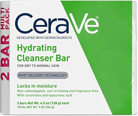 Cerave Hydrating Cleanser Bar, Soap-Free Face & Body Cleanser, 2-Pack - Personal Care