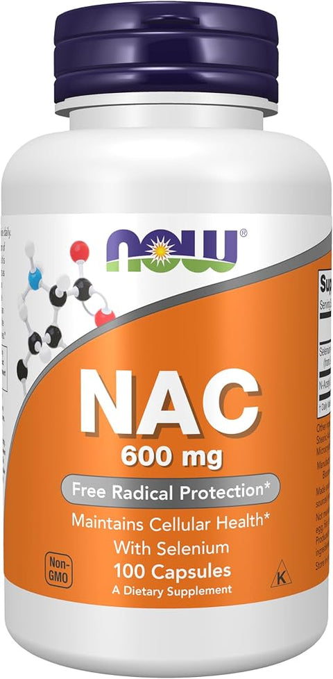 Now Supplements, NAC (N-Acetyl Cysteine) 600 mg with Selenium 100 Capsules - Personal Care