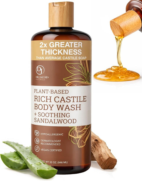 Dr. Jacobs Naturals Pure Castile Soap Liquid Body Wash, Sandalwood, 32 oz - Personal Care