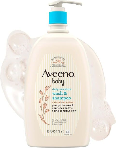 Aveeno Baby Daily Moisture Body Wash & Shampoo with Oat Extract, 33 fl. oz