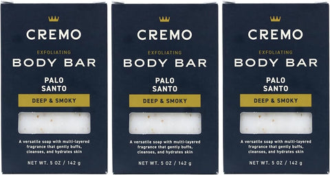 Cremo Exfoliating Body Bars Palo Santo (Reserve Collection) - A Combination of Lava Rock and Oat Kernel Gently Polishes While Shea Butter Leaves Your Skin Feeling Smooth and Healthy (Pack of 3)