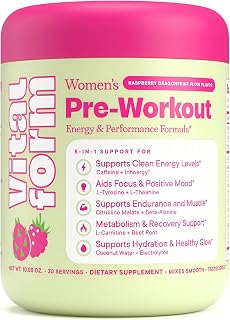 Women's Pre Workout Powder - Clean Energy, Focus, & Endurance Supplement - 190mg Caffeine, L-Citrulline, Beta Alanine, L-Theanine - Sugar Free & Vegan - Raspberry Dragonfruit, 30 Servings