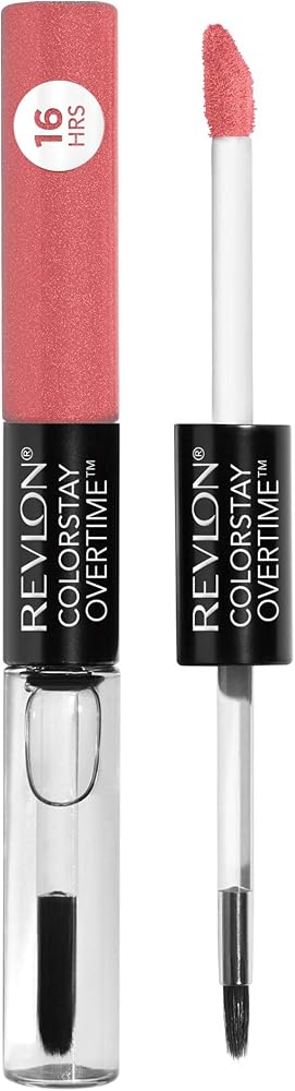 Revlon Liquid Lipstick with Clear Lip Gloss, ColorStay Overtime Lipcolor, Dual Ended with Vitamin E, 410 Perennial Peach, 0.07 Fl Oz