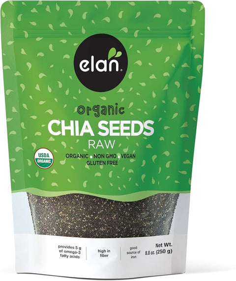 Elan Organic Chia Seeds, 8.8 oz, Natural Raw Black Chia Seeds, Plant-Based, Non-GMO, Vegan, Gluten-Free, Kosher, Gels Easily, Superfood - Personal Care