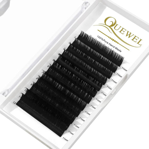 QUEWEL Volume Lash Extensions 3D-8D Premade Fans Eyelash Extensions Mixed Tray 9-16mm 12-15mm .07/.10 C/D Curl Premade Fans Volume Eyelash Extensions 8-20mm Long Stem Premade Lash Fans(6D .10C 10)