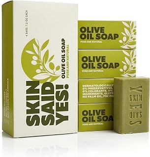 Skin Said Yes Pure Olive Oil Soap Bar | Made in Greece | 7.2 Oz. per Bar - Natural Soap for Hydrating & Nourishing - For All Skin Types - Great for Daily Cleansing & Care