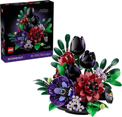 LEGO Botanicals Dark Flower Arrangement Set #11513 – 562 Pieces, Build Tulips, Roses, Dahlia & More in a Customizable Dark-Hued Display | Adults | Floral Home Decor Gift