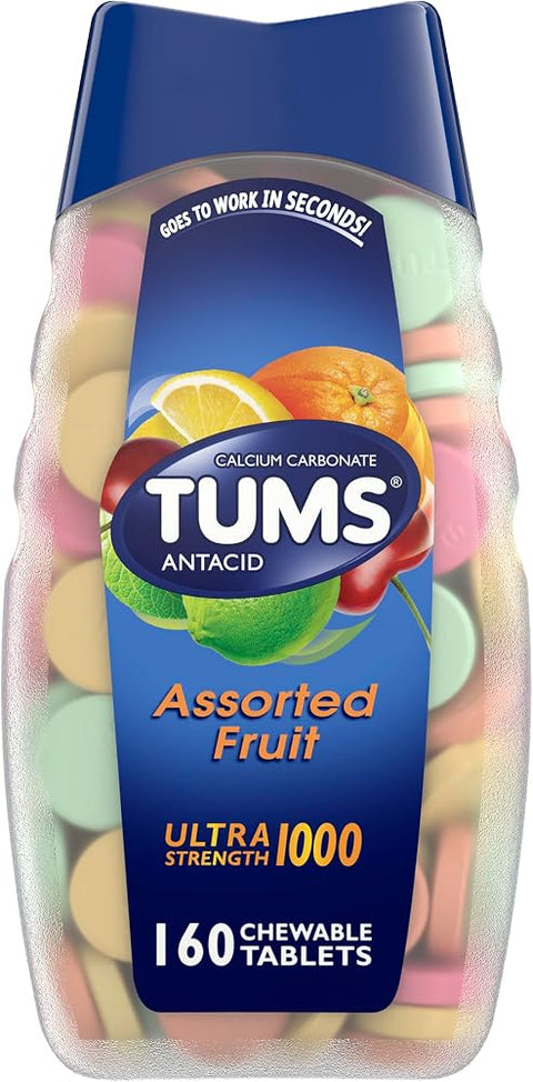 Tums Smoothies Antacid Tablets, Heartburn Relief, Assorted Fruit, 160 Count - Personal Care