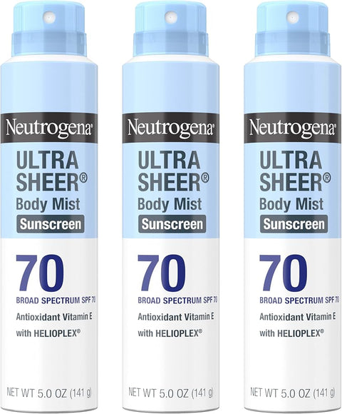 Neutrogena Ultra Sheer Dry Touch Sunscreen Spray, SPF 70, 3 x 5 oz