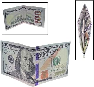 Zugar Land $100 Money Wallet. One Hundred Dollar Bill Printed Bi-Fold, Large (7.5") Funny Big Bucks Novelty