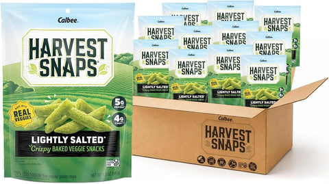 Harvest Snaps Veggie Chips (Lightly Salted Snack Crisps) | Powered by Plant Protein, Gluten Free, Non-GMO Baked Vegetable Crisps | Made in USA (12 Snack Packs)
