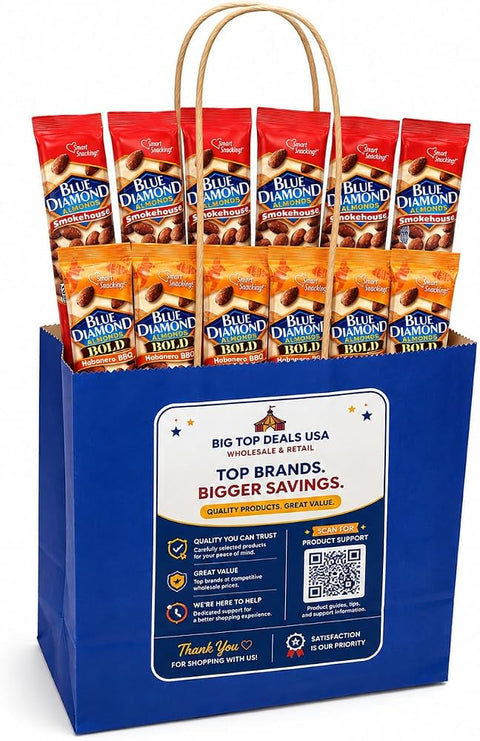 BigtopdealsUSA Blue Diamond Almonds Variety 12ct with Gift Bag