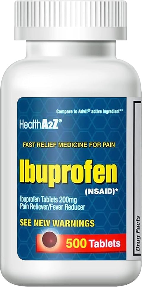 HealthA2Z® Ibuprofen 200mg NSAID, Pain & Fever, 500 Caplets