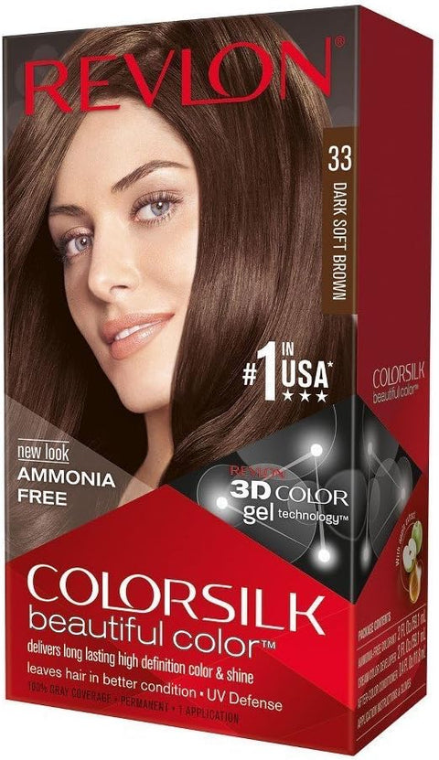 Revlon ColorSilk Beautiful Color, 33 Dark Soft Brown 1 ea (Pack of 6)