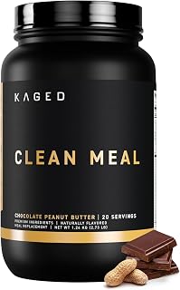 Kaged Clean Meal Powder | Chocolate Peanut Butter | Meal Replacement Shake | Whey Protein Isolate | Clean Carbs, MCT Oil Fats, Organic Vitamins and Minerals | Supplements for Men & Women | 20 Servings