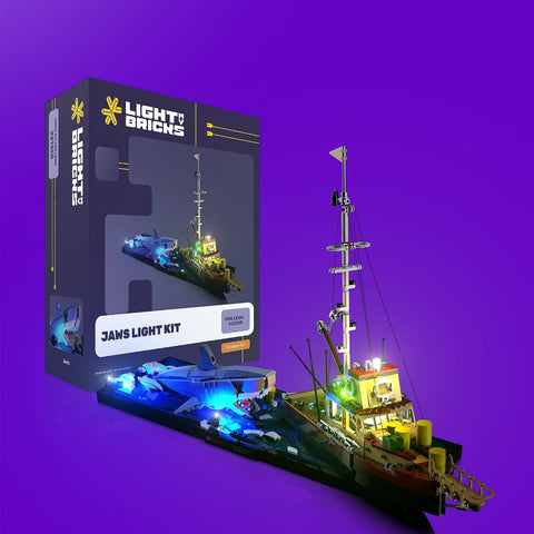 Light My Bricks Light Kit for Lego Jaws #21350 |LED Lighting Kit Compatible with Jaws Lego Set| Adds Realistic Ambience to Your Boat Display (Set Not Included)