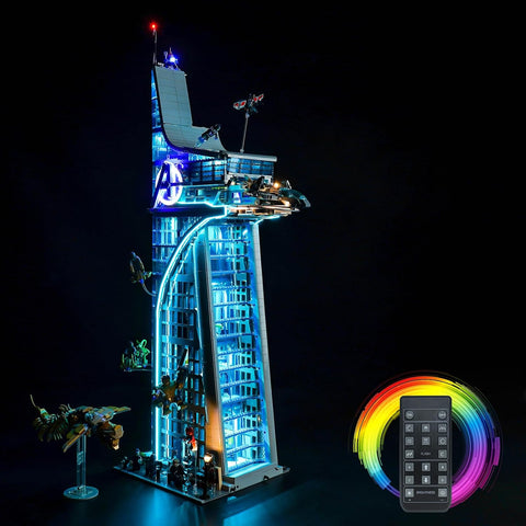 Upgraded Led Light Kit for Lego Avengers Tower Battle Building Toy Set, Remote Version Compatible with Lego 76269, Gift Idea for Boys, Girls and Kids (Model Not Included)