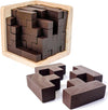 AHYUAN Wooden Brain Teaser Puzzles Cube Stocking Stuffers Wooden Puzzles T-Shaped Jigsaw Logic Puzzle Educational Games Toy for Kids and Adults (Coffee)