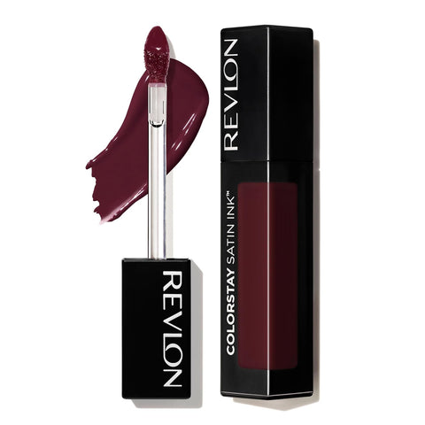 REVLON ColorStay Satin Ink Crown Jewels Liquid Lipstick, Longlasting & Waterproof Lipcolor, Moisturizing Creamy Formula Infused - 035 Reigning Red (0.17 Fl Oz)