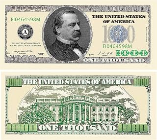 Pack of 50 Bills - $1,000.00 One Thousand Dollar Casino Party Novelty