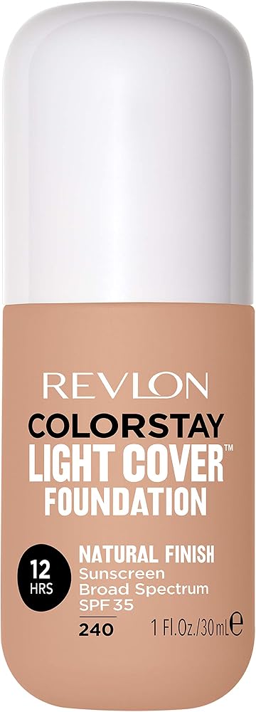Revlon ColorStay Light Cover Liquid Foundation, Hydrating Longwear Weightless Makeup with SPF 35, Light-Medium Coverage for Blemish, Dark Spots & Uneven Skin Texture, 240 Medium Beige, 1 fl. oz.